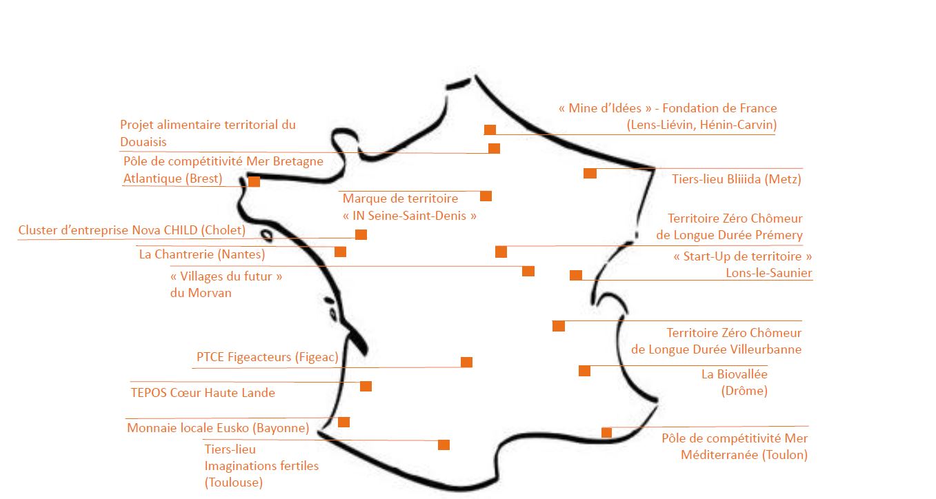 Carte de France des dynamiques collectives de transitions dans les territoires