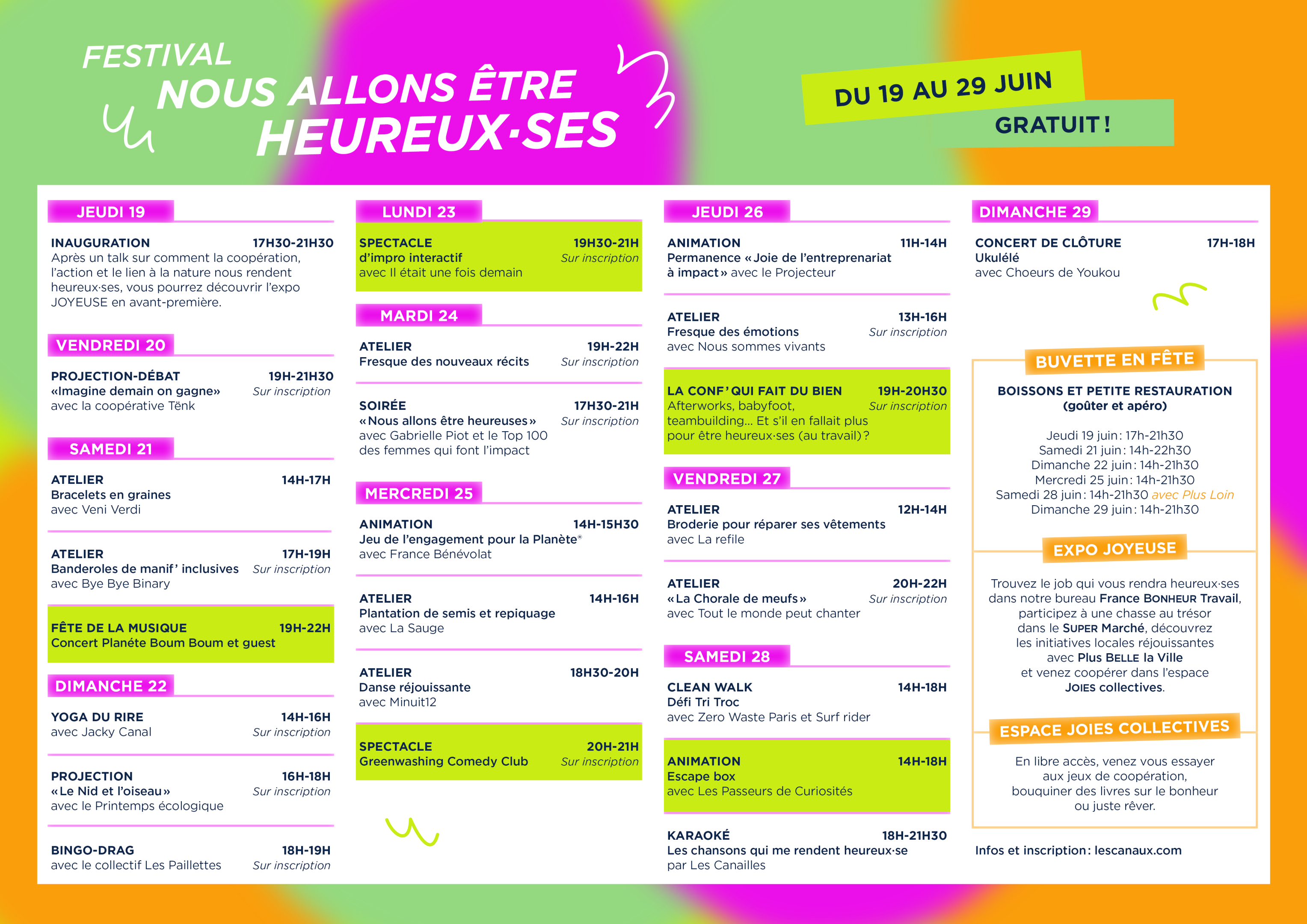 Programmation festival les Canaux