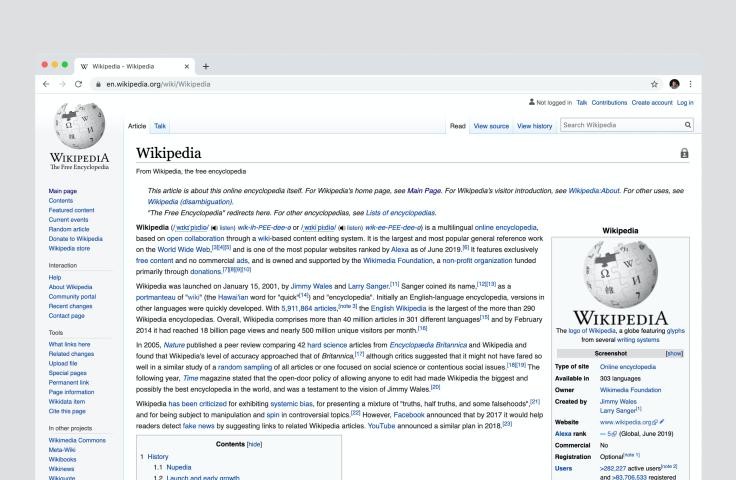 Page d'accueil de Wikipedia