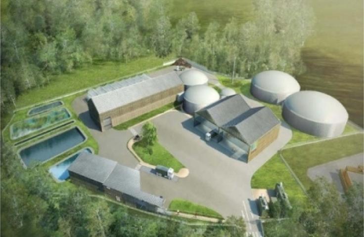Vue aérienne d'une centrale de biométhane