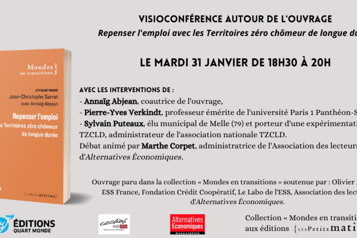 Soirée-débat autour de l'ouvrage « Repenser l'emploi avec les territoires zéro chômeur de longue durée »