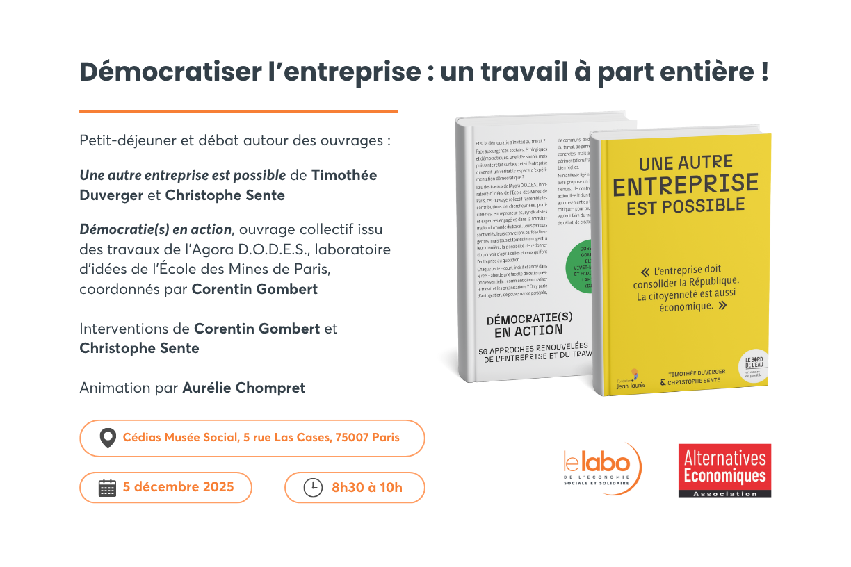 Petit-déjeuner/débat : "Démocratiser l’entreprise : un travail à part entière !"