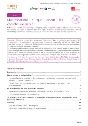 Couverture mutualisations que disent les chercheureuses