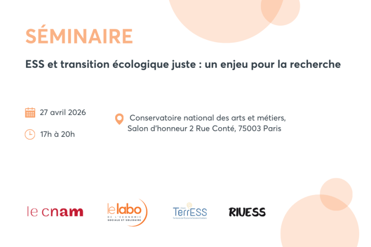 Séminaire "ESS et transition écologique juste : un enjeu pour la recherche"